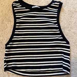 Zara Monochrome Striped Crop Top